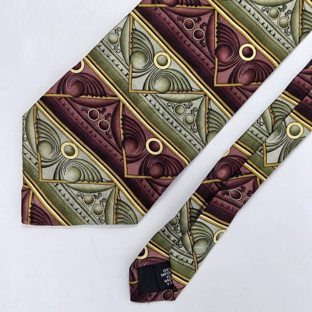 GRATEFUL DEAD ASHBURY SECOND SET SILK TIE GREEN BROWN HAND MADE USA 3.75" X 57"